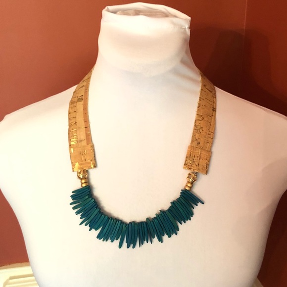 Jewelry - Cork Strap Teal Necklace Snap